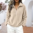thumbnail image 2 of XAOFW Half Zip Sweatshirts For Women Long Sleeved Turndown Collar Loose Fitting Casual Warm Pullover Sweatshirts Stylish Tops XXL, 2 of 4