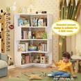 thumbnail image 6 of Homieasy 5-Tier Corner Bookshelf, Freestanding L-Shaped Etagere Bookcase with Safety Baffle, Multi-Purpose Display Shelf Stand for Home Office, Living Room, Bedroom, Kitchen,White, 6 of 7