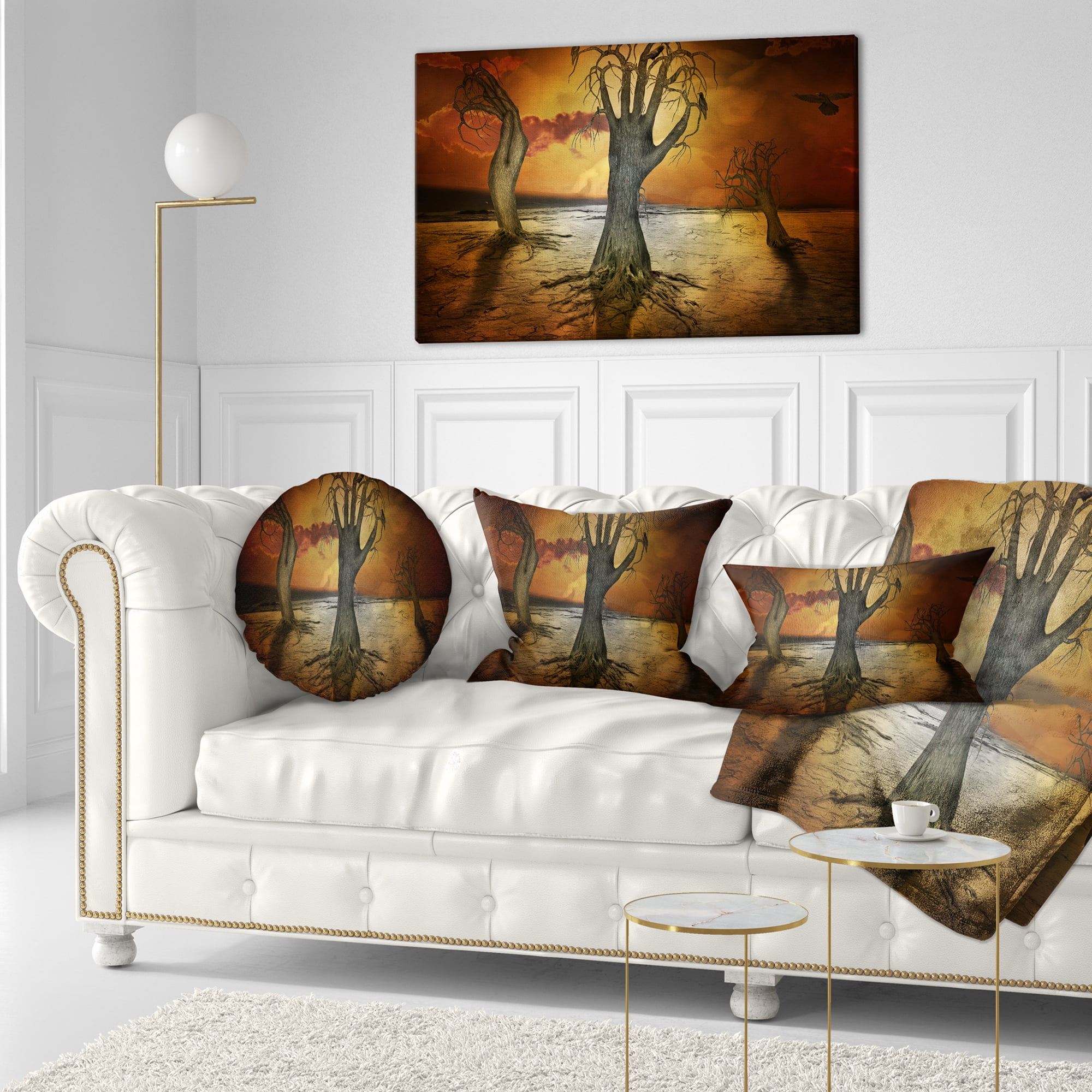 Designart Storage Trees - Abstract Throw Pillow - 12x20