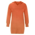 thumbnail image 4 of Lovskoo Sweater Dress for Women Medium Length Sweater Skirt with Lapel Lantern Sleeves Knitted Solid Color Long Skirt Orange, 4 of 7