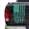 thumbnail image 1 of Proud to Be an American Distressed American USA US Flag Truck Tailgate Vinyl Decal Compatible with most Pickup Trucks - Rear Car Sticker (11" x 20", Mint), 1 of 8