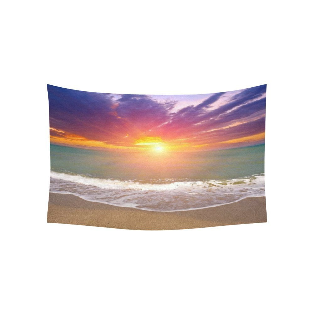 PHFZK Seascape Wall Art Home Decor, Nice Sunset over Sea Ocean Beach