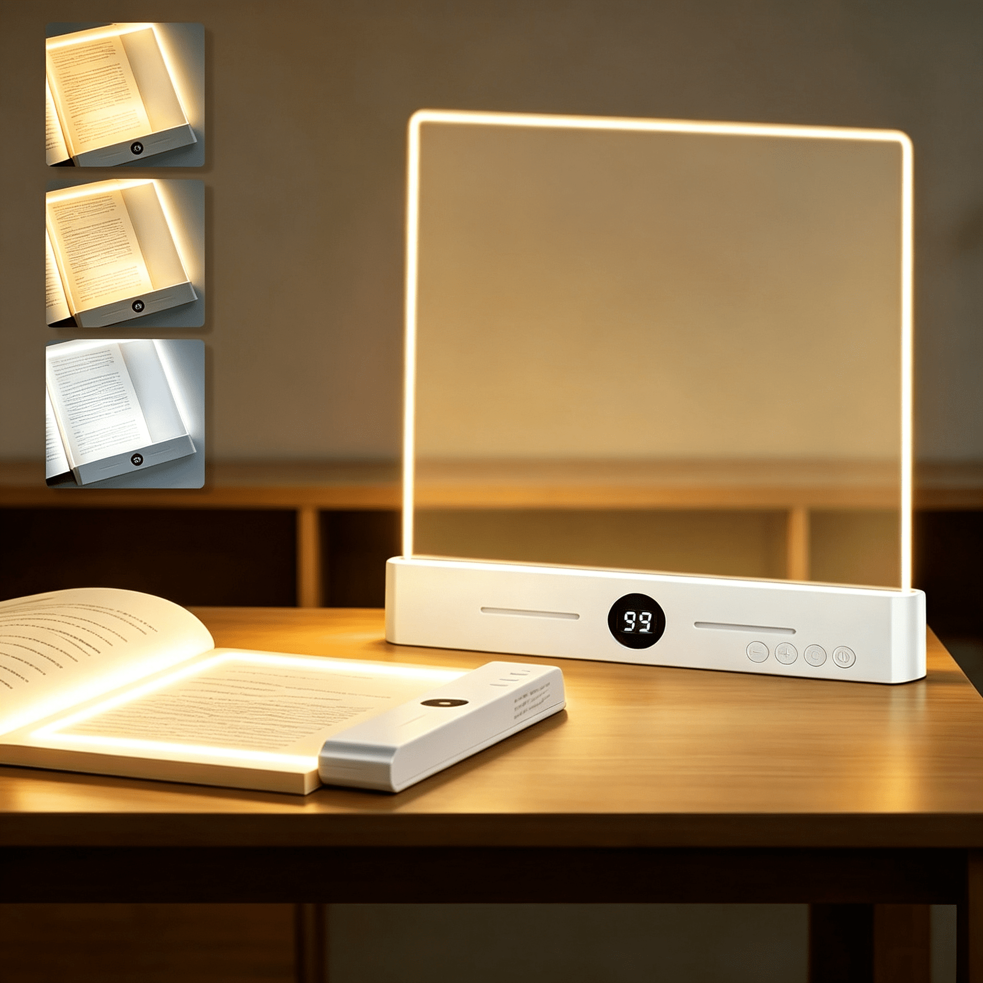 HIBIBUD Led Book Light and Night Light 2 in 1 Large Eye-Caring Clear Flat Book Light with 3 Colors Timer&Stepless Dimming Usb Rechargeable Reading in Bed at Night for Book Lovers Students