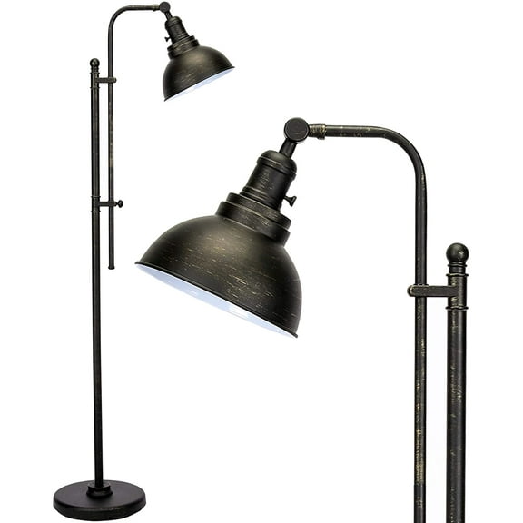Floor Lamp for Living Room, 65'' Tall Industrial Floor Lamp, Adjustable Height & Head Vintage Metal Standing Reading Pole Lamp for Bedroom, Office, Farmhouse