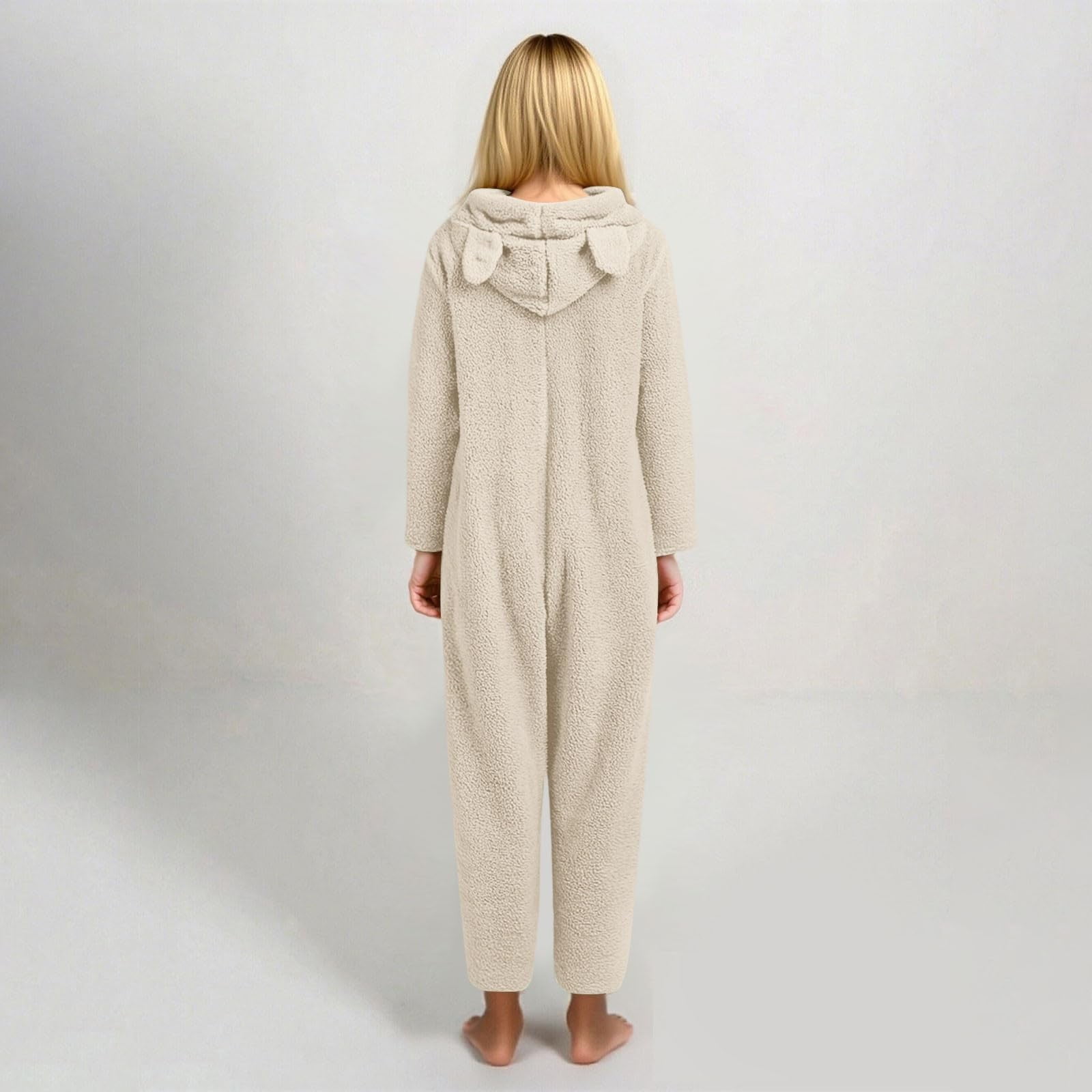 YunPes Kids Fleece Onesie for Girls Long Sleeve Zip-Front Plush Animal Jumpsuit Fuzzy Furry Sherpa Suits Cute Bear Hooded Romper