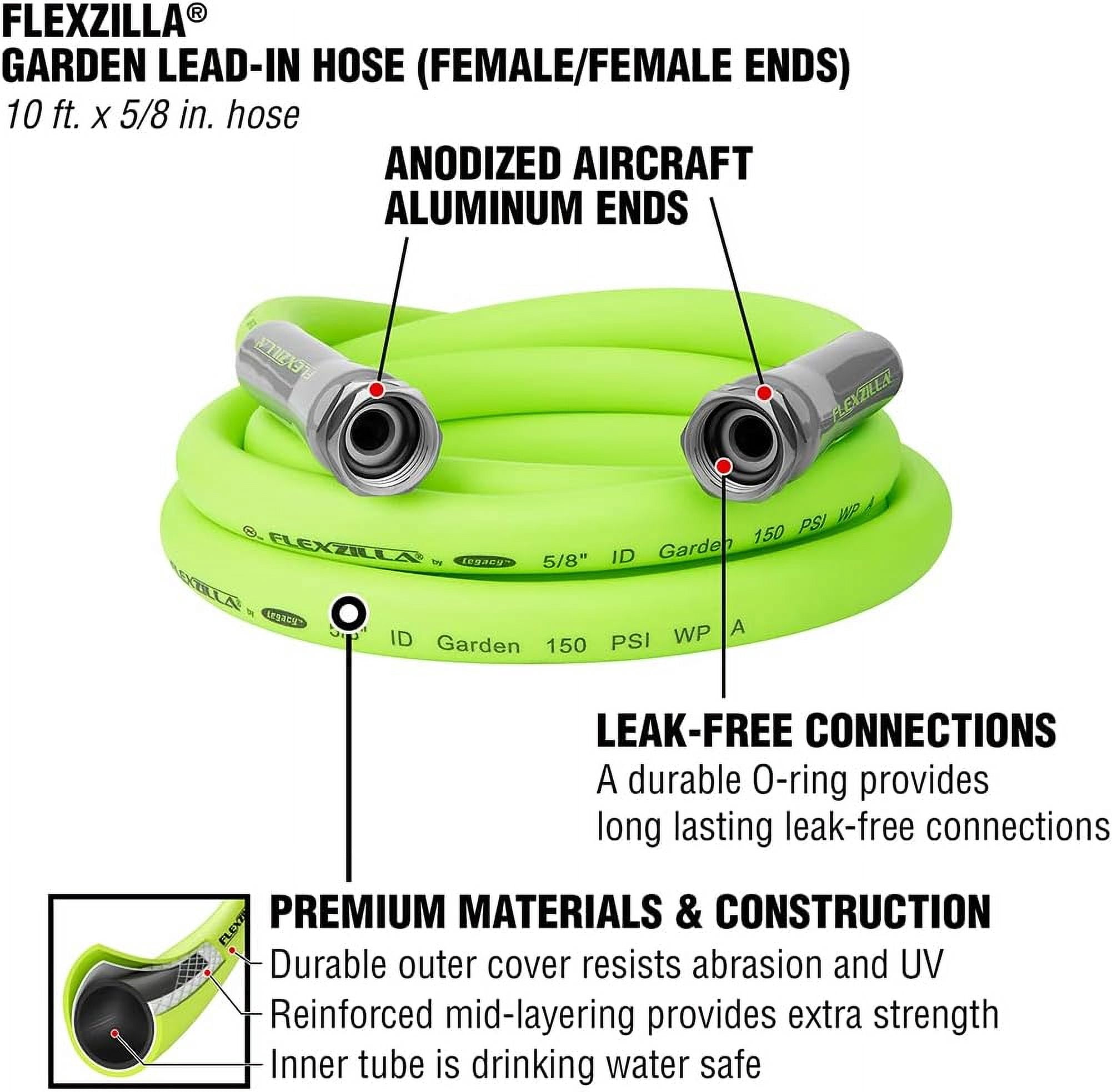Garden Lead-In Hose, 5/8" x 10', Female to Female Fittings
