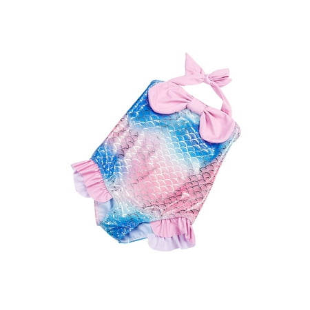 

Xiaoluokaixin Toddler Baby Little Girls Straps Mermaid Swimsuit Tankini One Piece Ruffled Bathing Suit Beachwear
