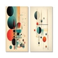 thumbnail image 2 of Designart "Vintage Abstract Desire in Knowing IV" Modern Geometric Wall Art Set Of 2 - Modern Blue Gallery Set For Office Decor, 2 of 6