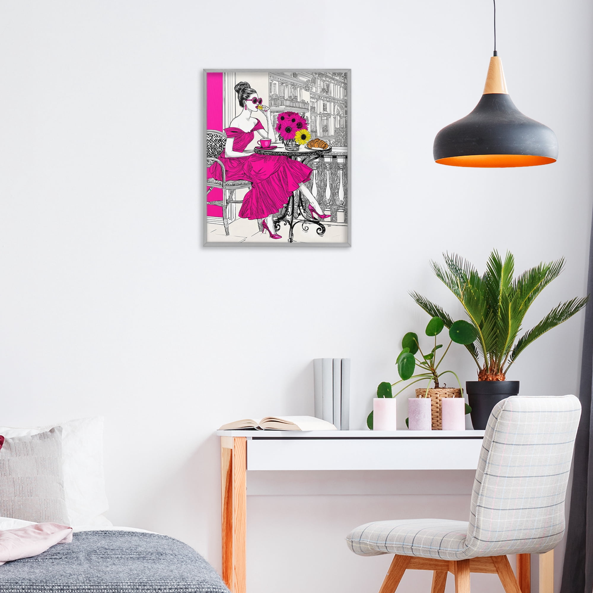 Stupell Industries Glamorous Brunch on Balcony Gray Framed Giclee Art, design by Jess Stempel