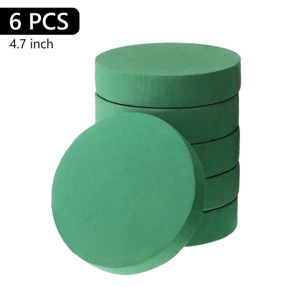 Tripumer 6 Pcs Round Floral Foam Blocks Floral Craft Wet Foam 4.7 inch Round Flower Foam Brick Florist Block Flower for Artificial Flowers Craft Project Wedding Aisle Flowers Arty Decoration Green
