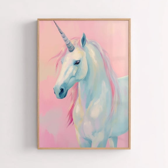 Pastel Unicorn Nursery Poster: Whimsical Girls Room Decor, Unframed Canvas Size 12x18