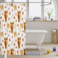 thumbnail image 3 of Manfei Cute Highland Cattle Shower Curtain 72Wx84L,Floral Animal Bathroom Shower Curtain,White Light Tan, 3 of 6