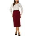 thumbnail image 2 of INSPIRE CHIC Stylish Women's Pencil Skirt with High Waist and Split Back for Work and Casual Wear XL Dark Red, 2 of 5