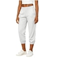 thumbnail image 5 of Guluxicc Women's Linen Gym Pants with Pockets Elastic High Waist Athletic Trousers for Everyday Workout Running, 5 of 7