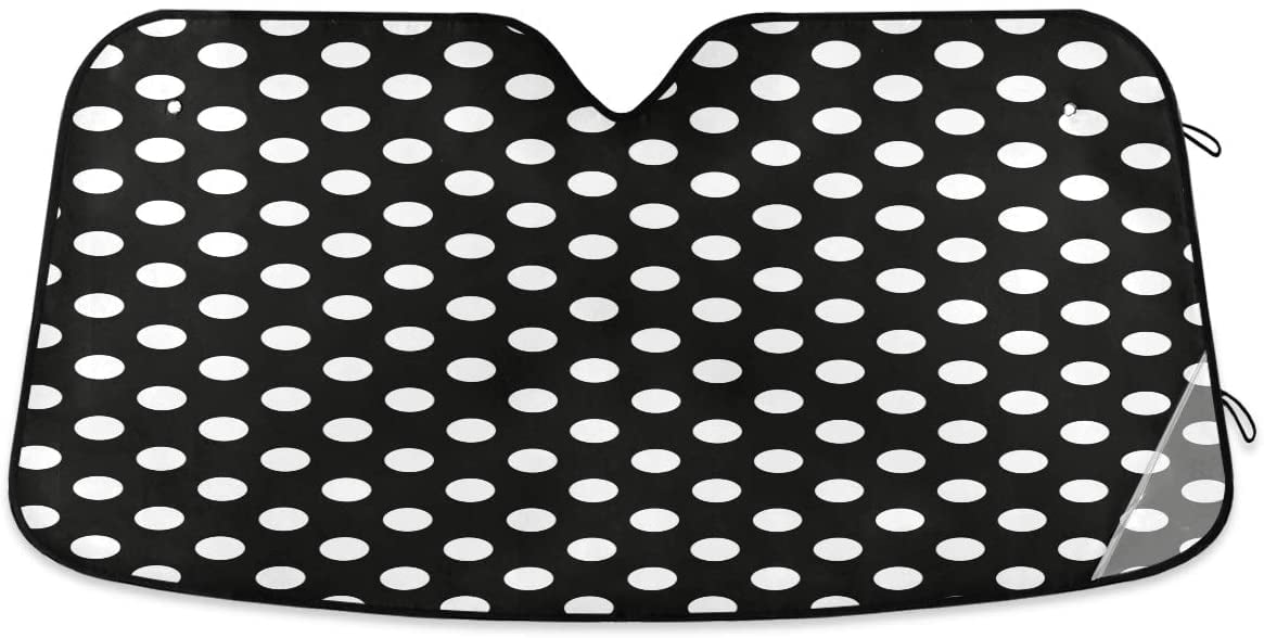 Black and White Polka Dot Car Sunshades for Windshield Foldable Sun Shield Keep Your Vehicle Cool Blocks Uv Rays Sun Visor Protector 