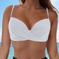 thumbnail image 2 of HCNTES Bikini Tops for Women Cropped Tankini Tops Beach Padded Cut Out Adjustable Spaghetti Straps Swimwear Top Only(XXL,a62-White), 2 of 9