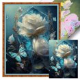 thumbnail image 1 of Hilo Algodón Bordado Punto Cruz Mariposa Rosa Impreso 11CT 40x55cm Blanco, 1 of 9