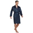 thumbnail image 2 of Tony & Candice Men's Satin Robe with Shorts Set Kimono Bathrobe (XX-Large, Navy Blue with Polka Dots), 2 of 3