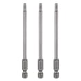 thumbnail image 1 of Uxcell 3pcs TT20 Security Torx Head Screwdriver Bit 4" (100mm) Long 1/4" Hex Shank Magnetic Tamper Proof 6 Point Star Screw Driver, 1 of 7