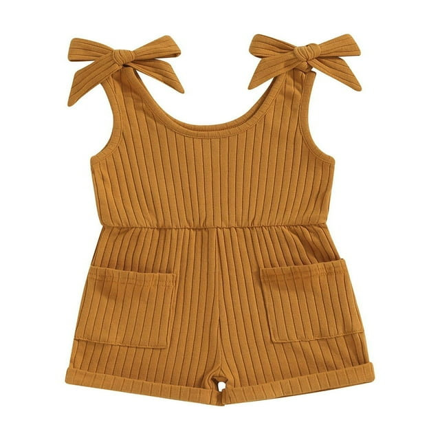 Toddler Baby Boys Girls Ribbed Sleeveless Tank Romper Infant Jumpsuit Shorts Outfits