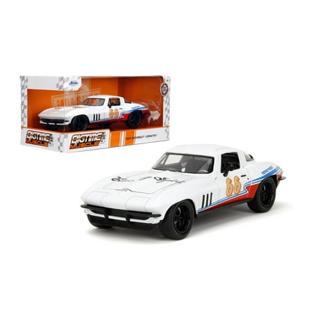 Big Time Muscle 1:24 1966 Chevy Corvette Sting Ray Die-Cast Car, Toys for Kids and AdultsWhite(Selections May Vary)