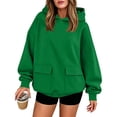 thumbnail image 5 of SYwaren Plus Size Sweatshirt for Women Pullover Hoodie Long Sleeve Casual Solid Color Dual Flap Pockets Fall Winter Tops, 5 of 8