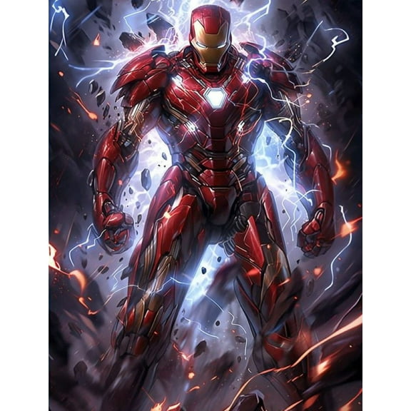 5D Iron Man Diamond Painting by Numbers Kits 16"X12" DIY Paintings Crystal Rhinestone Diamond Embroidery Full Drill Cross Stitch Kit Arts Craft for Decor