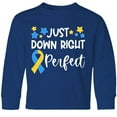 thumbnail image 3 of Inktastic Just Down Right Perfect Down Syndrome Awareness Ribbon Long Sleeve Youth T-Shirt, 3 of 5