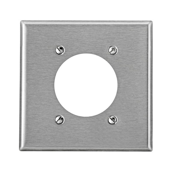 Leviton 003-84026-0 Two Gang Stainless Steel Power Outlet Receptacle Wallplate