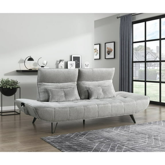 Lexicon Quonsett Chenille Sofa with Adjustable Seat Depth and Headrests in Gray