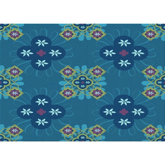 Ahgly Company Indoor Rectangle Patterned Blueberry Blue Area Rugs, 2' x 5'