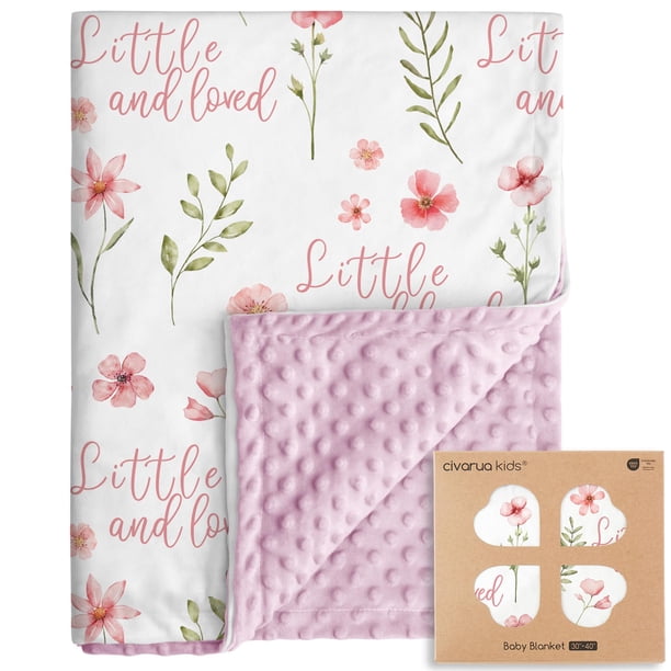 Manta para bebé CIVARUA KIDS Minky Floral 76 x 102 cm Rosa