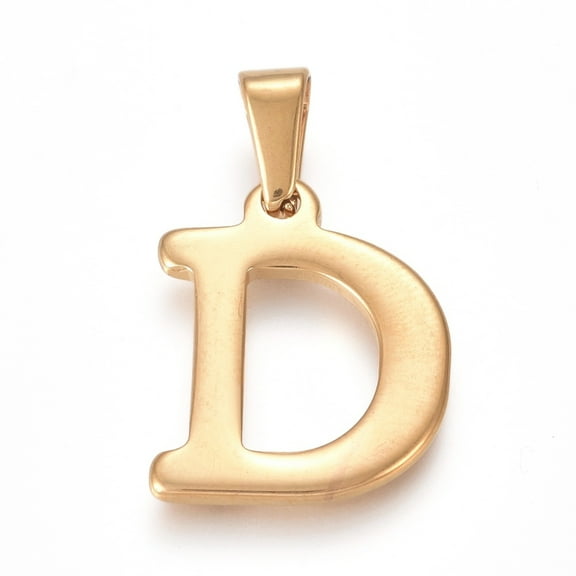 304 Stainless Steel Pendants Golden Initial Letter.D 20x16x1.8mm Hole: 3x7mm