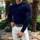 thumbnail image 4 of Camisas Hombre Vestir Camisas de vestir para hombre Camisa con botones casual de manga larga y manga corta con cuello entallado (Navy, XXL), 4 of 7