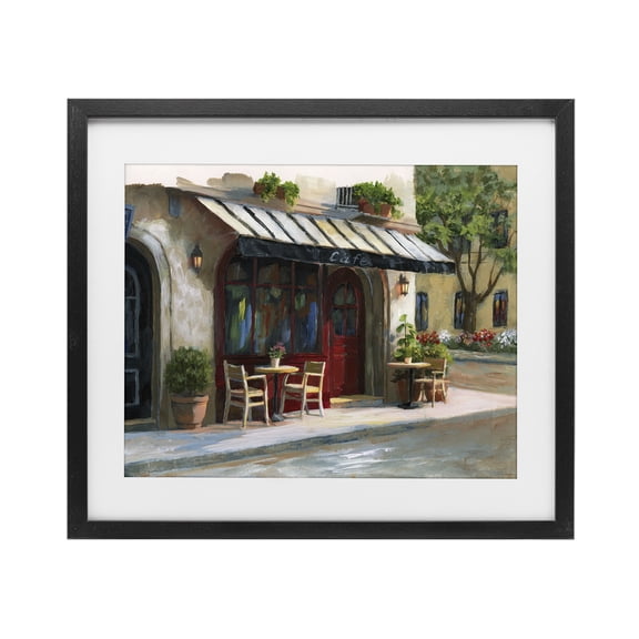 Stupell Industries Charming Sidewalk Cafe Tables Black Framed Print Under Glass, design by Nan