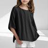 thumbnail image 2 of SNKSDGM Late July Toddler Girl T Shirts Children Girls' Shirt 3/4 Sleeve Linen Blouse Leisure Top Elegant Top Girls T Shirt Crew Neck Plain Blouse 3 15 Years Girls Shirts Size 14 16 12-13 Years, 2 of 2