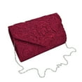 thumbnail image 3 of Premium Lace Paisley Floral Fabric Satin Envelope Flap Clutch Evening Bag, 3 of 5