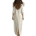 thumbnail image 4 of DeHolifer Women Casual Dresses Lapel Button Down Beach Dress Long Maxi Dress with Pockets White 2XL, 4 of 7