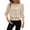 Beige, variant on Women's Fashion -Colour Fitted Bubble-3/4Sleeve Cropped Casual Stretch Shirt With Round Neck