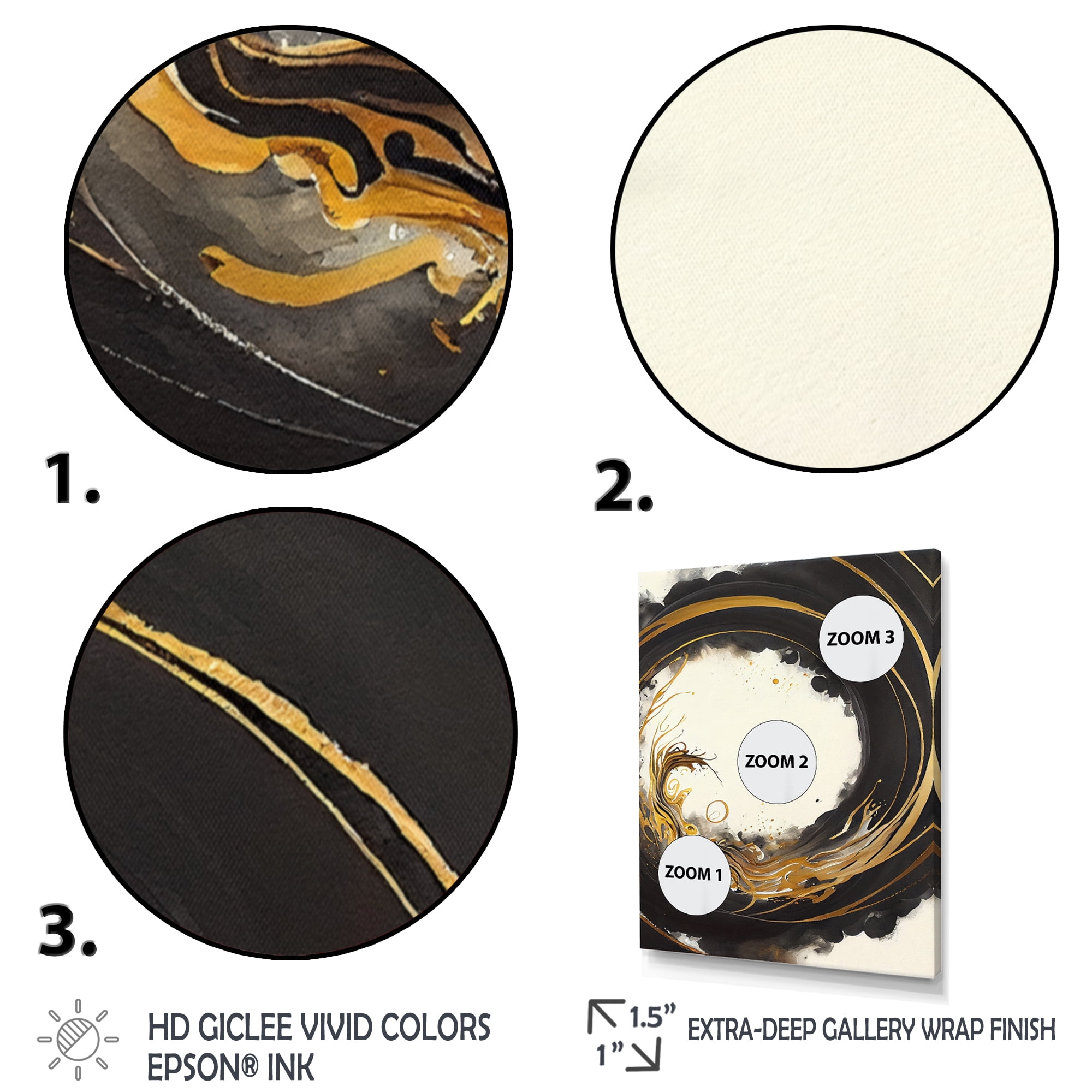 Designart Gold Glamour Wave III Canvas Wall Art