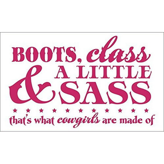Boots, Class, A Little Sass That’s What Cowgirls Western Quotes Wall Decal Wall Words, 33x20-Inch Hot Pink