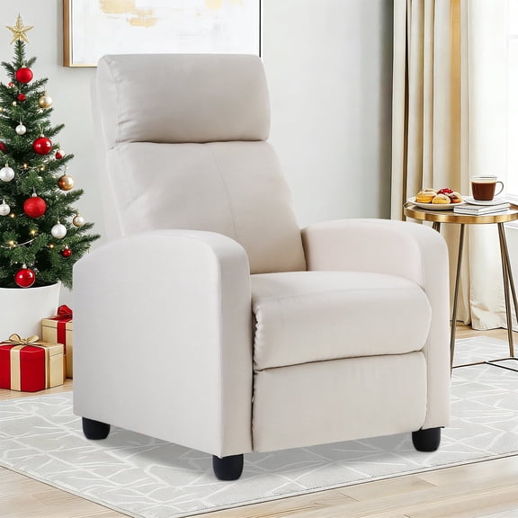 NiamVelo Recliner Chair for Adults, Adjustable Reclining Chair Home Theater Seating with Extended Footrest, Modern Single Sofa for Living Room,Bedroom (Beige)