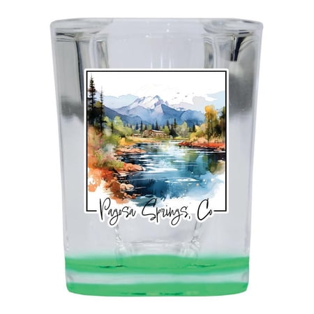 Pagosa Springs Colorado Design A Souvenir 2 oz Square Shot Glass Green