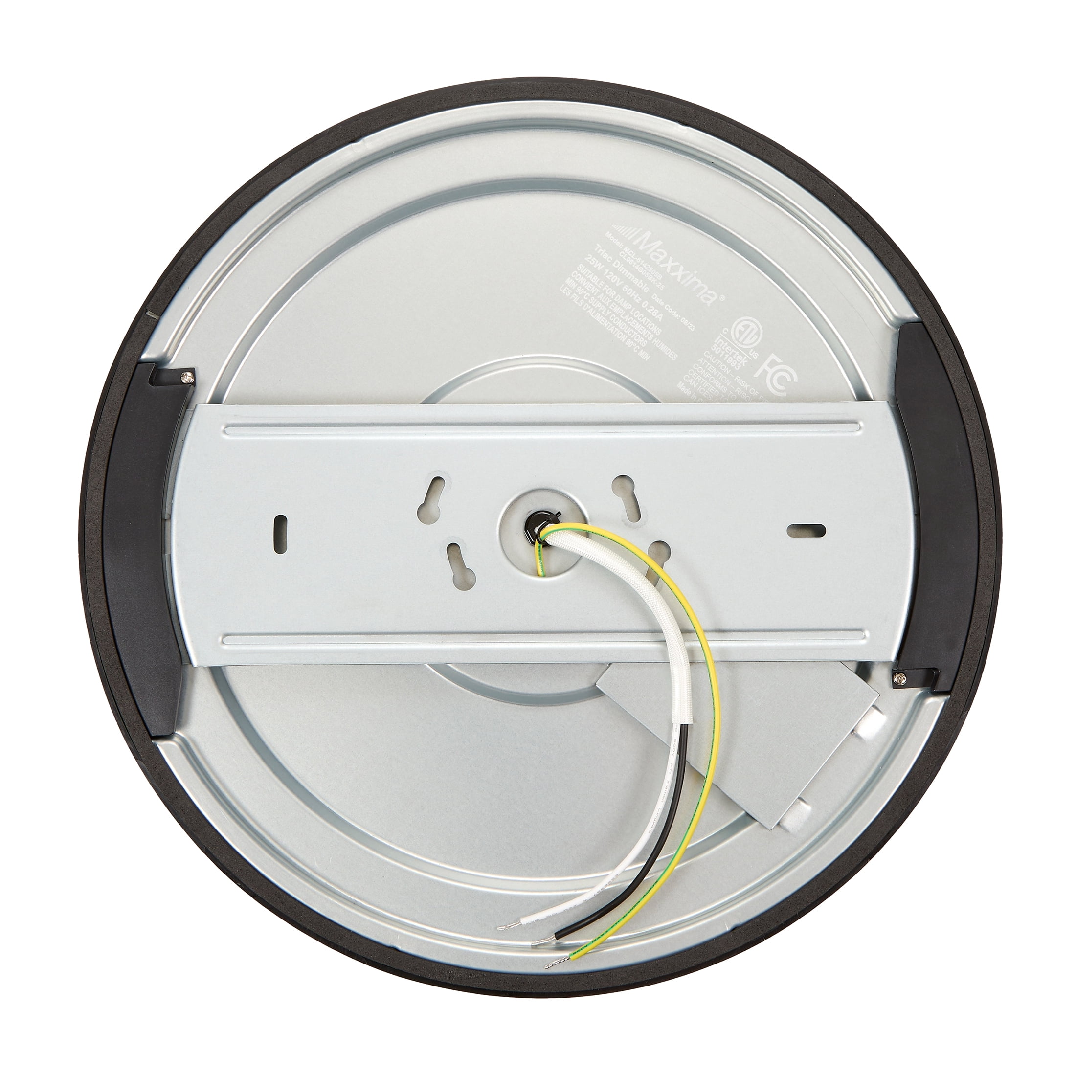Maxxima 14 in. LED Flush Mount Ceiling Light, 5 CCT 2700K-5000K, 2400 Lumens, Traditional Indoor Black Trim Round Panel Light, Dimmable
