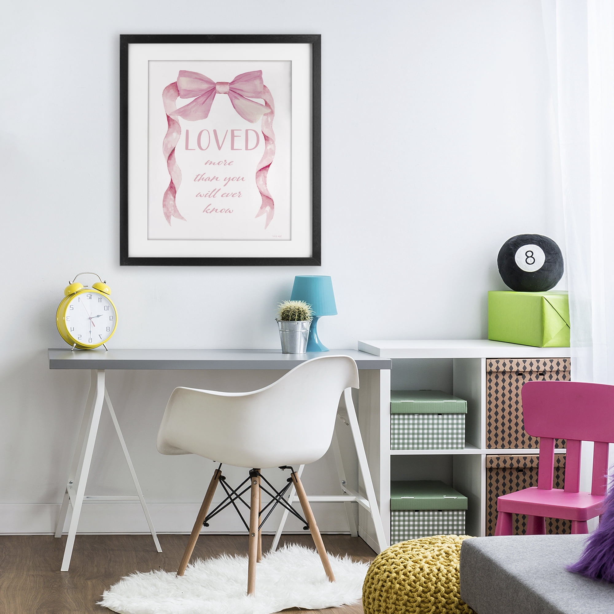 Stupell Industries Loved More Sentiment Pink Ribbon Black Framed Print Under Glass, design by Cindy Jacobs