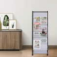 thumbnail image 3 of 6 Tier Brochure Display Stand with 6 Pockets Shelves, Metal Mesh Floor-Standing Book Magazine Rack Organizer with Wheels for Living Room Office Retail Store 18.7*15.7*52.3 inch Black, 3 of 7