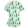thumbnail image 3 of Hauts à Manches Courtes pour Femmes Mode Manches Courtes Col en V Uniforme de Travail Imprimé de Noël avec Poche Blouse Hauts pour Femmes Manches Courtes Hauts de Noël pour Femmes, 3 of 4