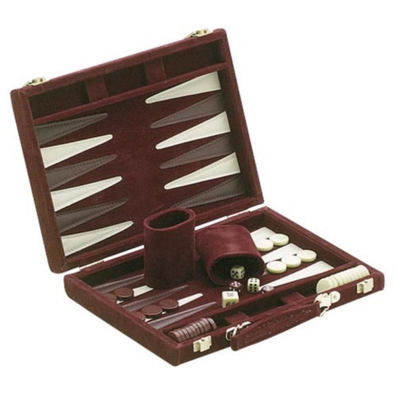 CHH 18" Burgundy Suede Backgammon Set, Includes Chips and Dice, Board Games