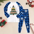 thumbnail image 2 of Cathalem Christmas Pajamas Matching Sets, Xmas Pjs Sets Graphic Print Plaid Sleepwear Outfits Sky Blue 3-4 Years, 2 of 6