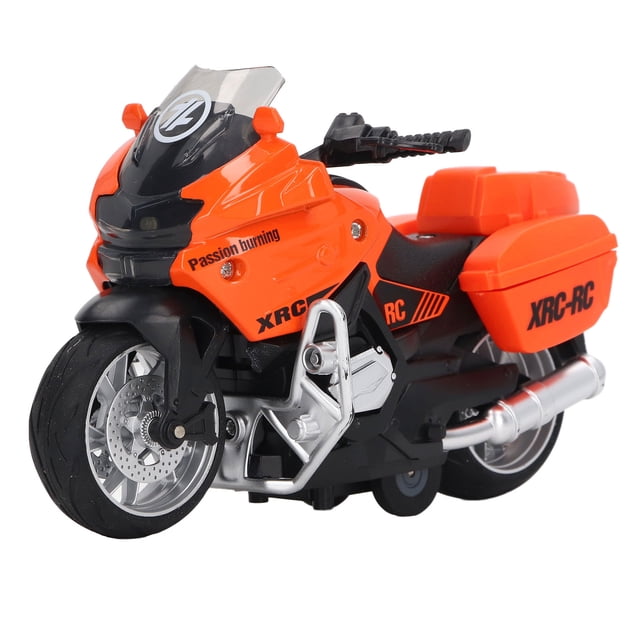 Motocicleta de juguete a escala 1:16, de aleación, con sonido y luz, modelo educativo portátil para niños, color naranja